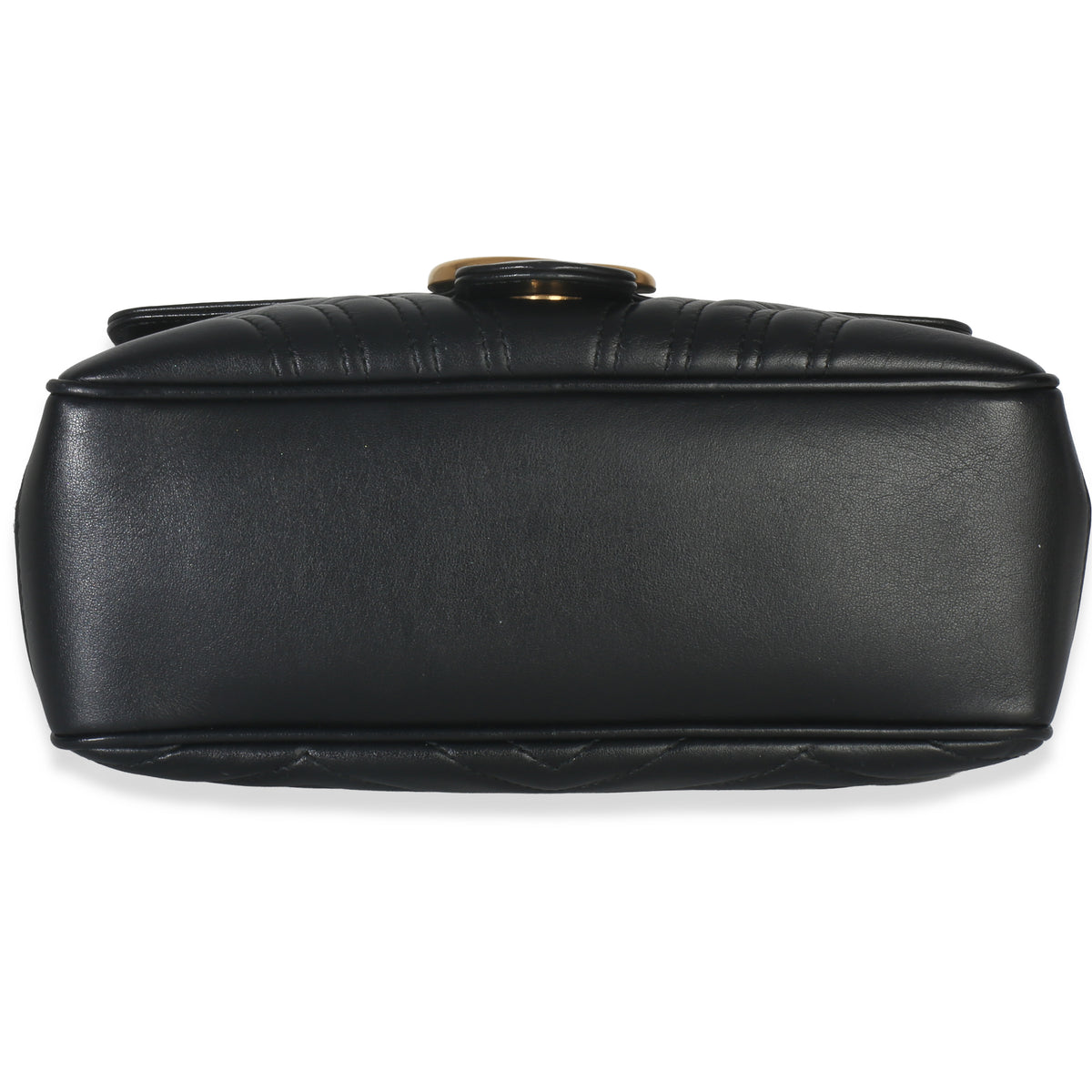 Gucci Black Calfskin Matelasse Sylvie Web Small GG Marmont Top Handle Bag Handbag stamp