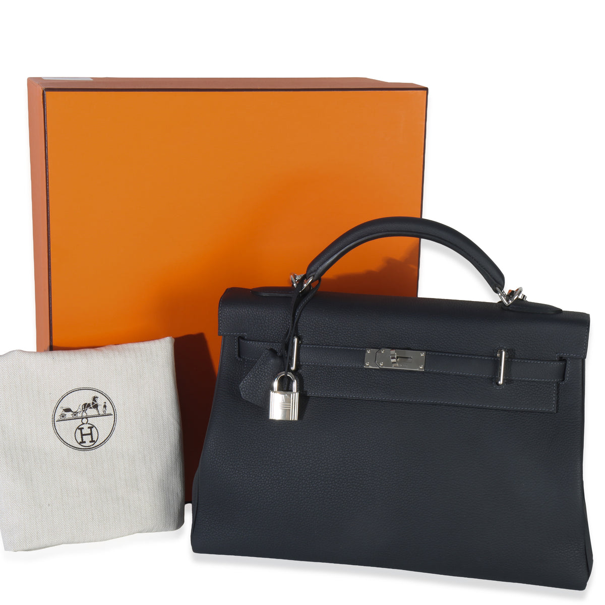 Hermès Plomb Togo Maxi Kelly Retourne 42 PHW Handbag ad3