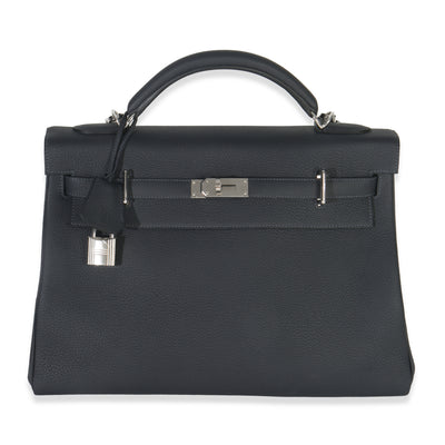 Hermès Plomb Togo Maxi Kelly Retourne 42 PHW Handbag fv