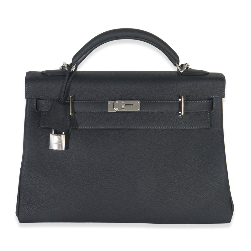 Hermès Plomb Togo Maxi Kelly Retourne 42 PHW Handbag fv