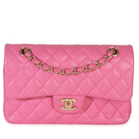 Chanel 22P Pink Quilted Caviar Small Classic Double Flap Bag Handbag fv