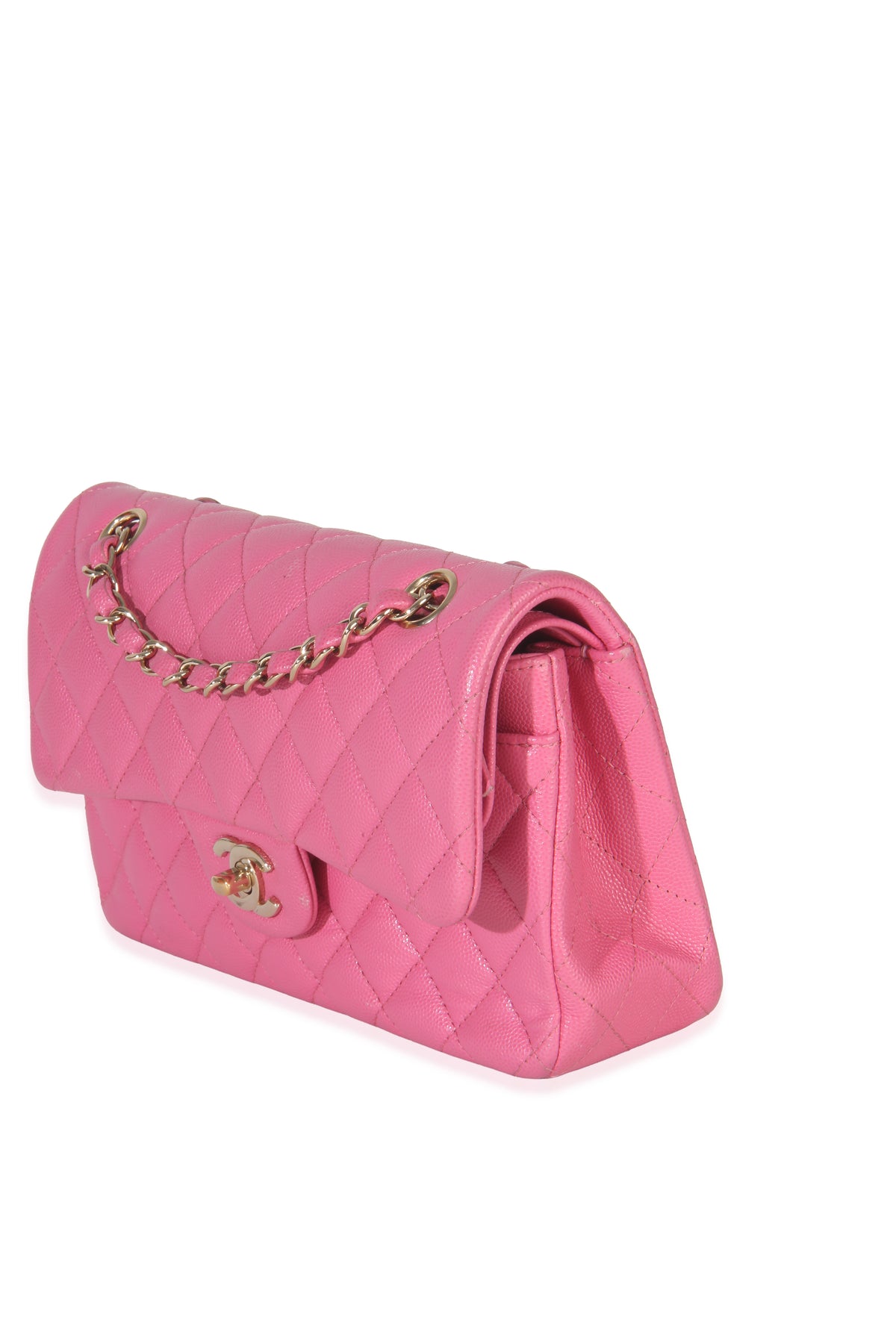 Chanel 22P Pink Quilted Caviar Small Classic Double Flap Bag Handbag pv