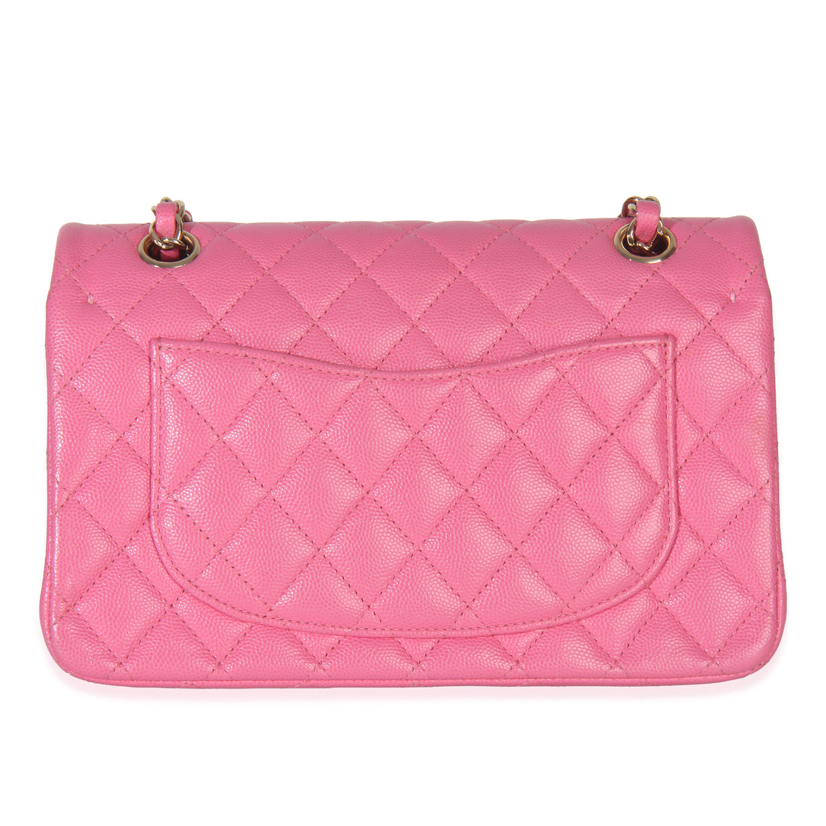 Chanel 22P Pink Quilted Caviar Small Classic Double Flap Bag Handbag stamp