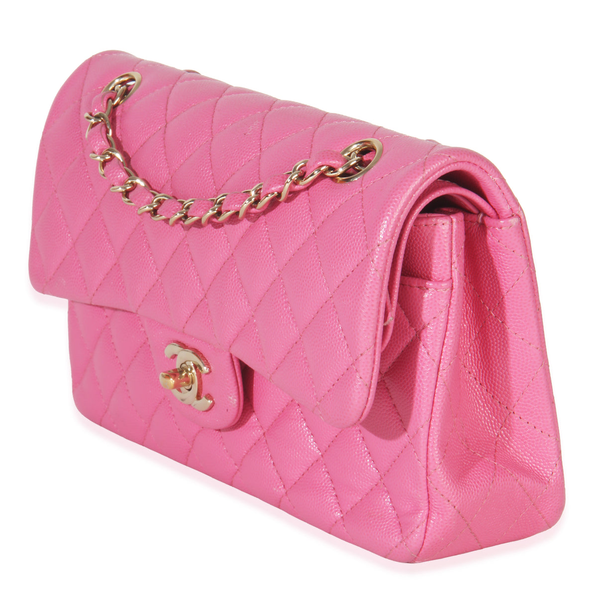 Chanel 22P Pink Quilted Caviar Small Classic Double Flap Bag Handbag sv
