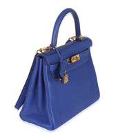 Hermès Bleu Electrique Togo Retourne Kelly 28 GHW Handbag pv