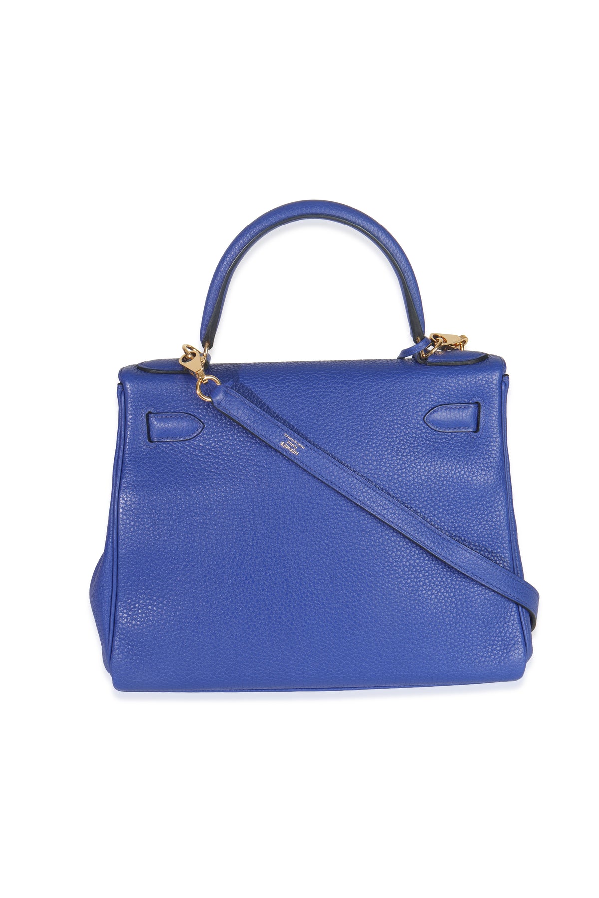 Hermès Bleu Electrique Togo Retourne Kelly 28 GHW Handbag stamp