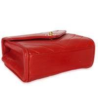 Chanel Vintage 24K Red Chevron Lambskin CC Square Flap Bag Handbag clasp