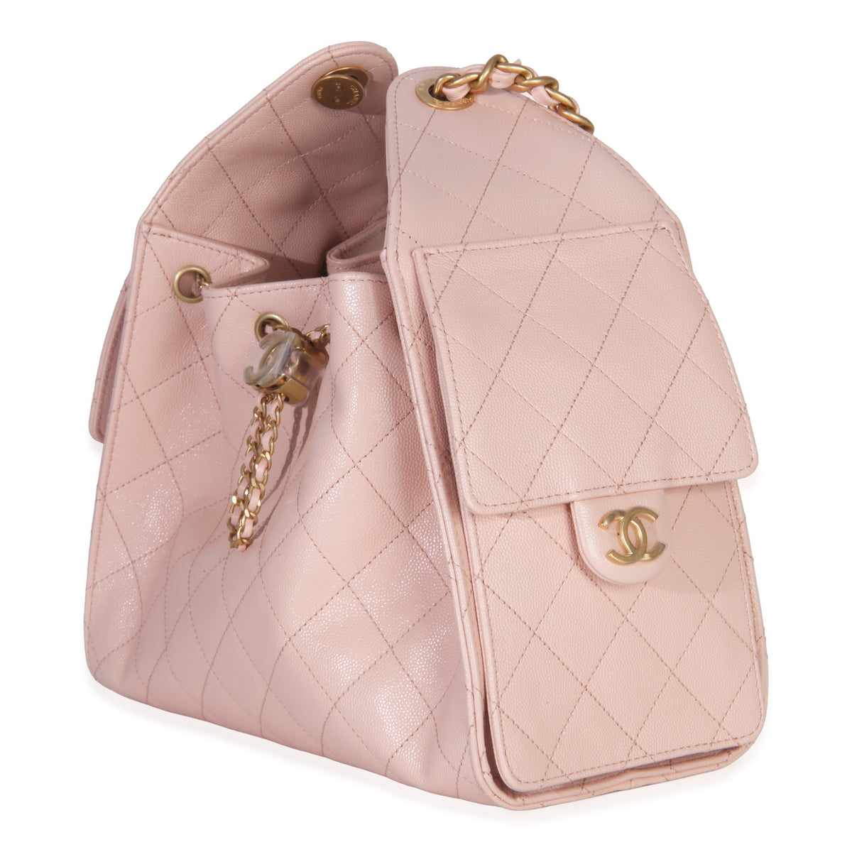 Chanel Pink Quilted Caviar Small  25 Hobo Handbag Handbag sv