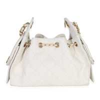 Chanel White Quilted Caviar Mini  25 Hobo Handbag Handbag bv