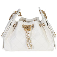 Chanel White Quilted Caviar Mini  25 Hobo Handbag Handbag fv