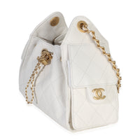 Chanel White Quilted Caviar Mini  25 Hobo Handbag Handbag sv