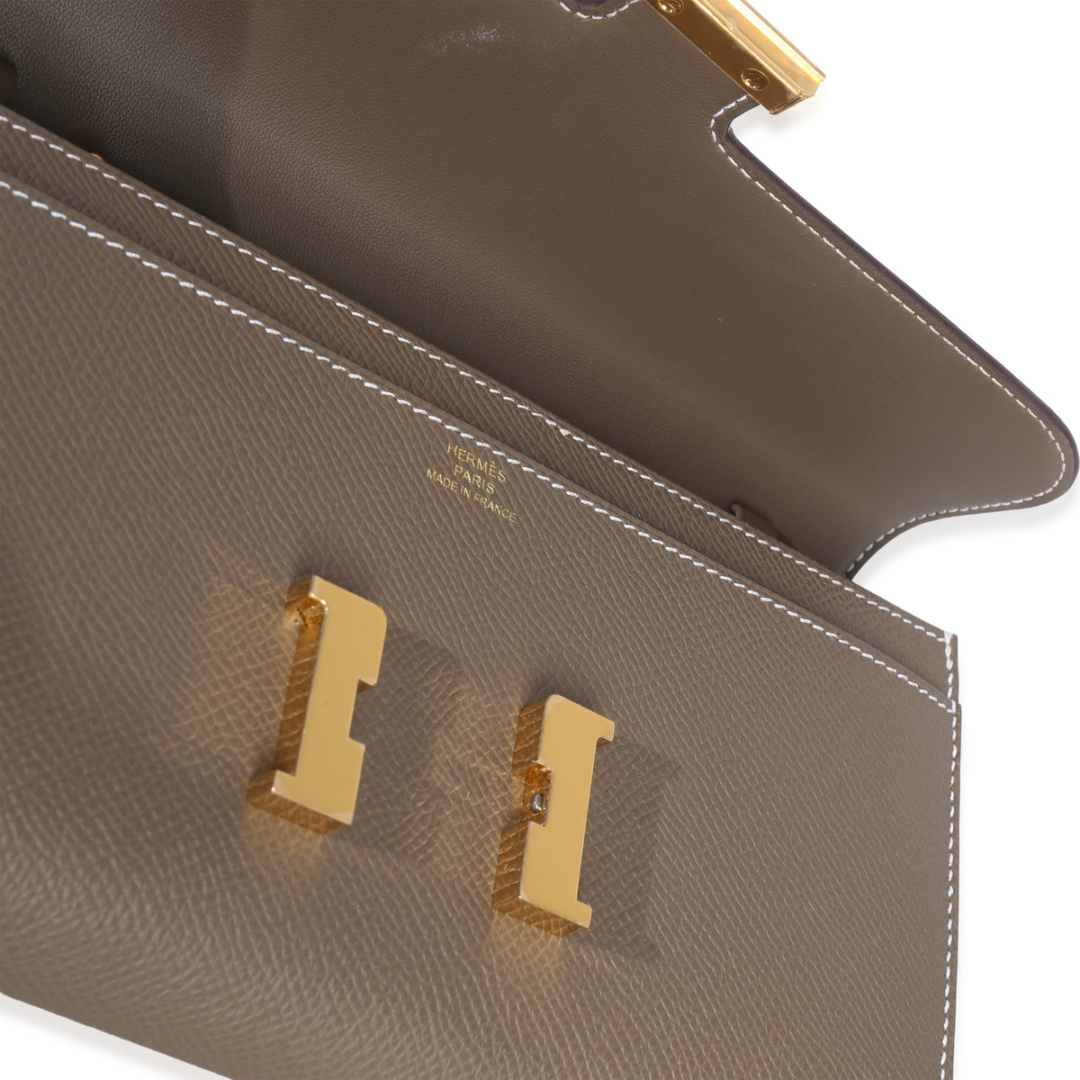Hermès Etoupe Epsom Constance Long Wallet To Go GHW Handbag clasp