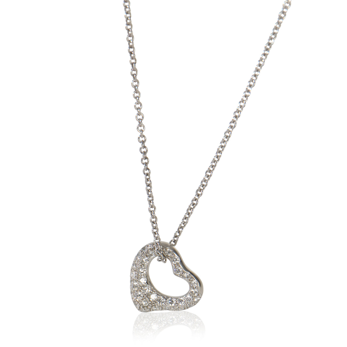 Tiffany & Co. Platinum Diamond Elsa Peretti Open Heart Pendant fv