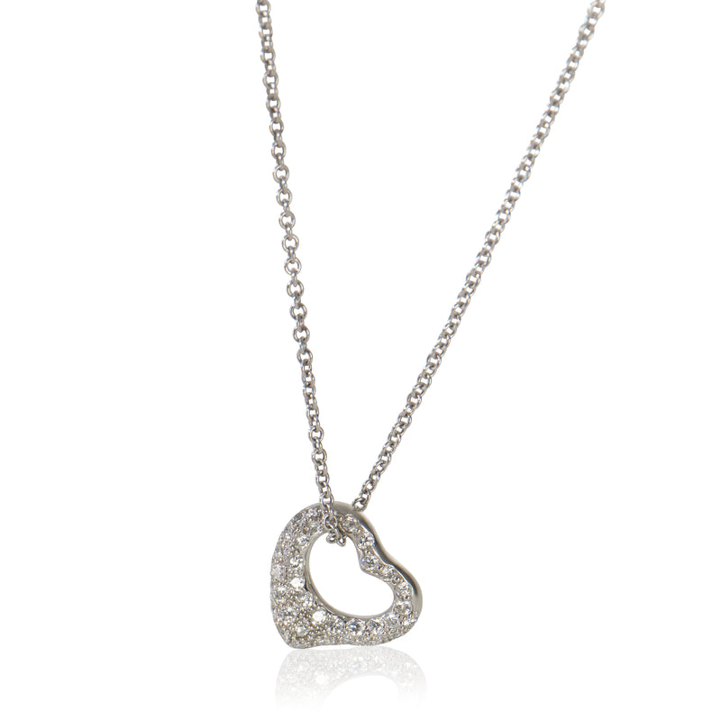 Tiffany & Co. Platinum Diamond Elsa Peretti Open Heart Pendant fv