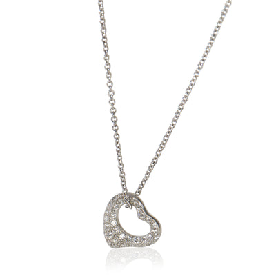 Tiffany & Co. Platinum Diamond Elsa Peretti Open Heart Pendant fv