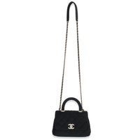 Chanel Black Quilted Velvet Crystal Extra Mini Coco Handle Flap Bag Handbag ad1