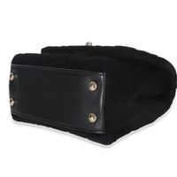 Chanel Black Quilted Velvet Crystal Extra Mini Coco Handle Flap Bag Handbag box