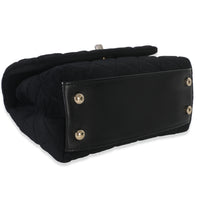 Chanel Black Quilted Velvet Crystal Extra Mini Coco Handle Flap Bag Handbag clasp
