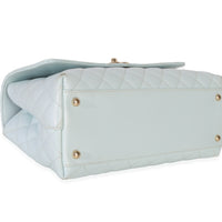 Chanel Light Blue Quilted Caviar Medium Coco Top Handle Handbag Handbag av