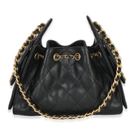 Chanel 26P Black Quilted Caviar Mini  25 Hobo Handbag Handbag bv
