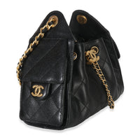 Chanel 26P Black Quilted Caviar Mini  25 Hobo Handbag Handbag pv