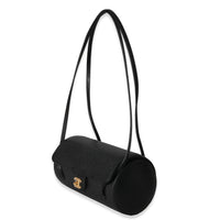 Chanel 26P Black Grained Shiny Calfskin Small Bowling Bag Handbag sv
