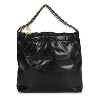 Chanel Black Shiny Quilted Calfskin Medium  22 Hobo Handbag bv
