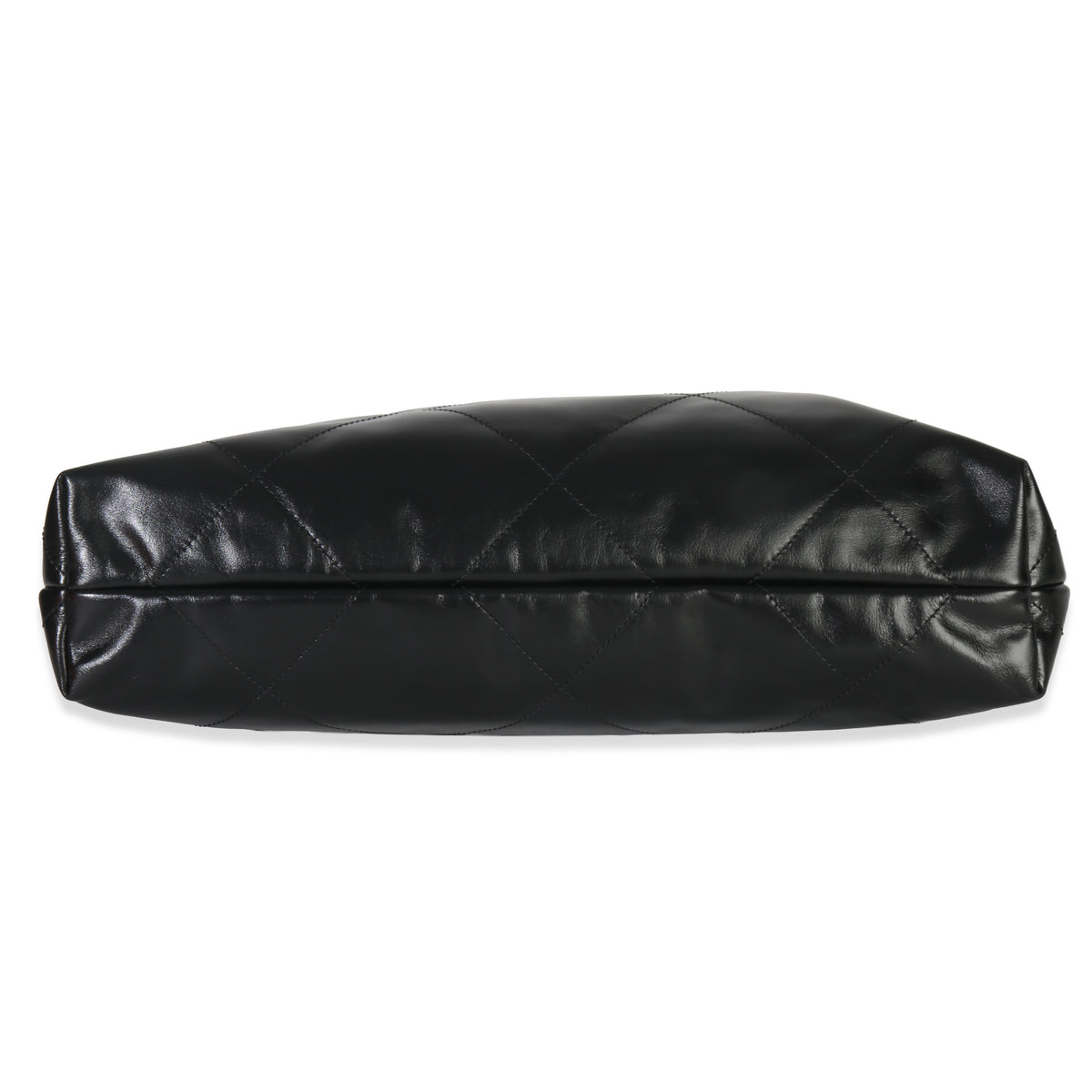 Chanel Black Shiny Quilted Calfskin Medium  22 Hobo Handbag stamp