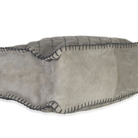 Chanel Grey Quilted Suede Wild Stitch Jumbo CC Tote Handbag box