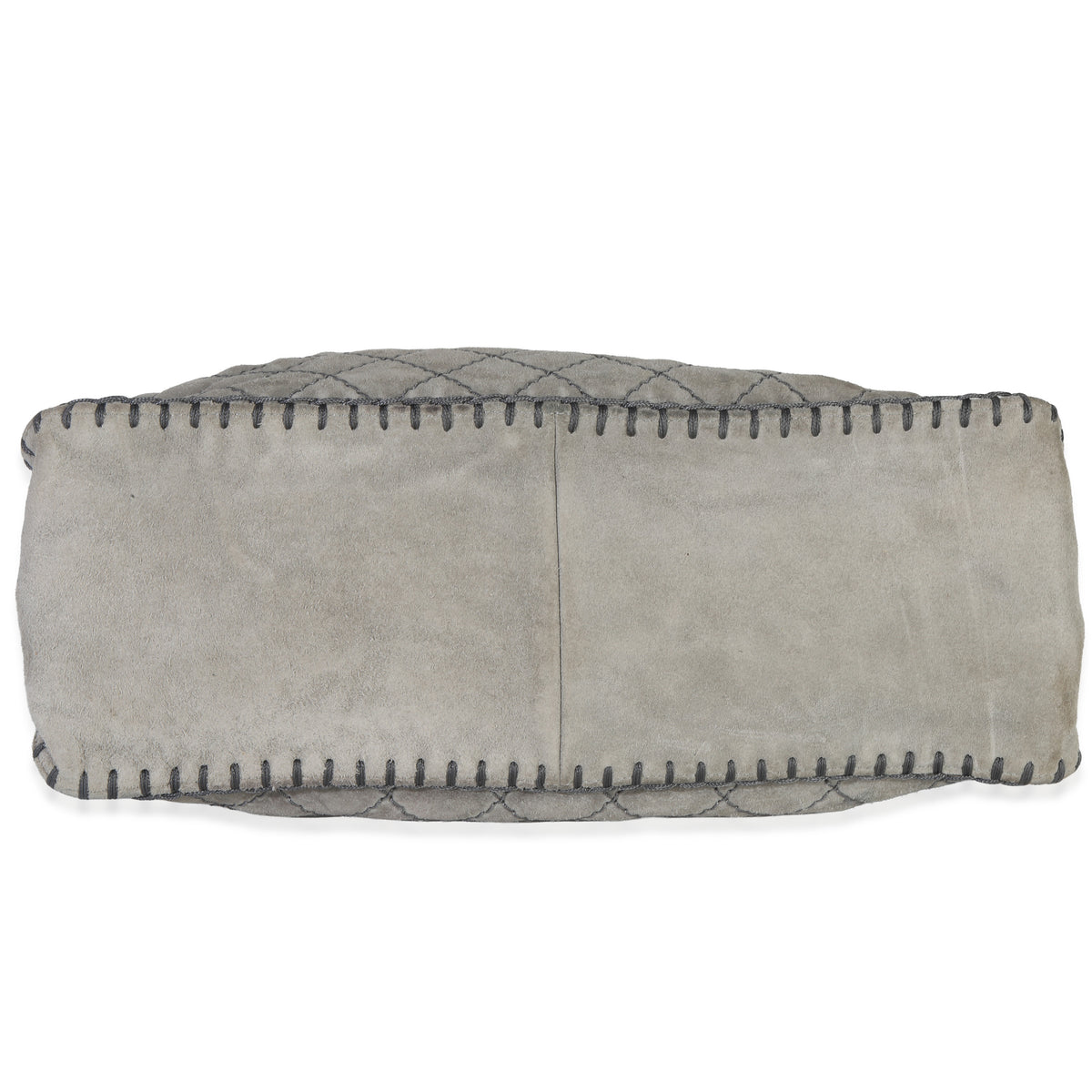 Chanel Grey Quilted Suede Wild Stitch Jumbo CC Tote Handbag stamp