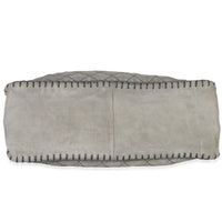 Chanel Grey Quilted Suede Wild Stitch Jumbo CC Tote Handbag stamp