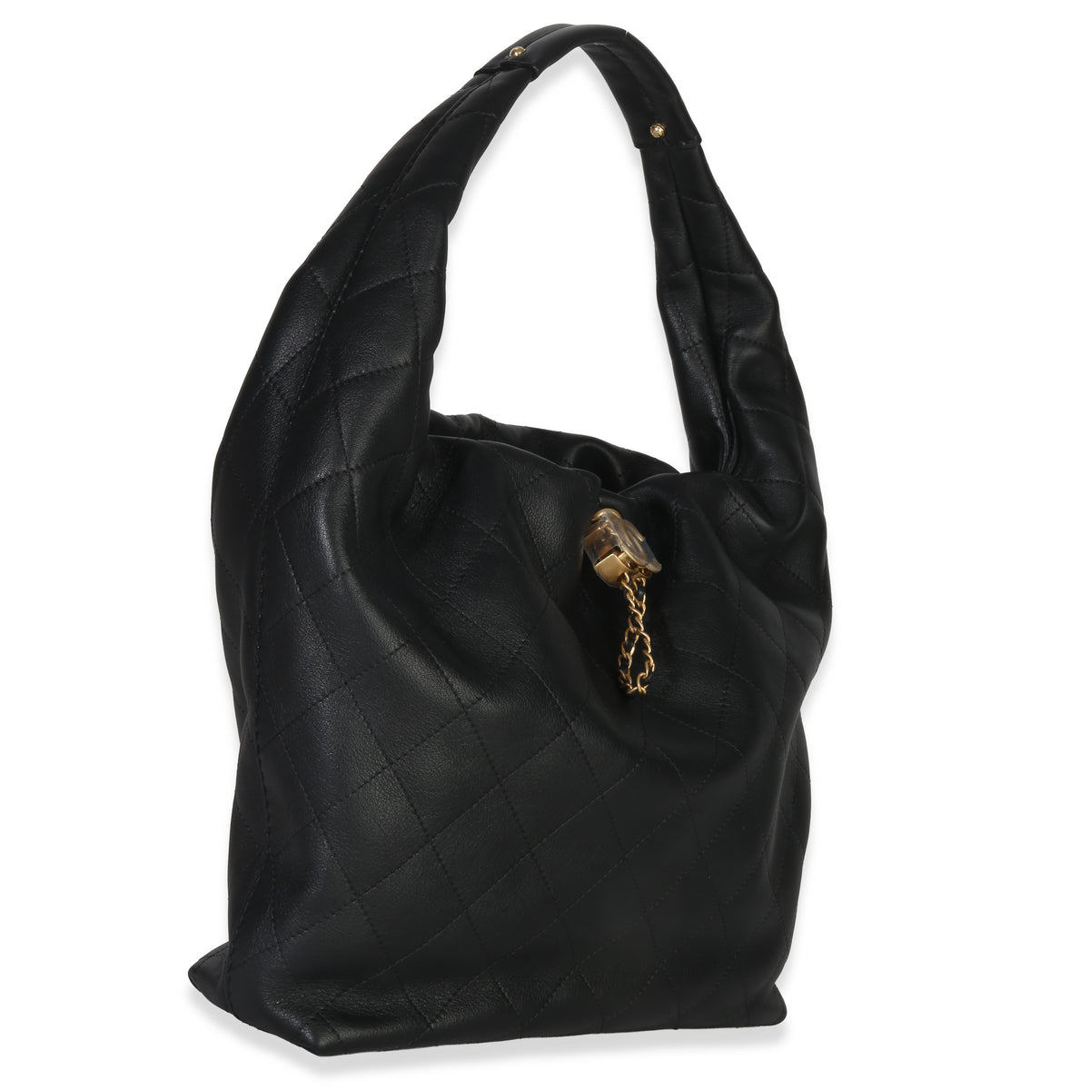 Chanel 26C Black Quilted Calfskin Large Hobo Handbag pv