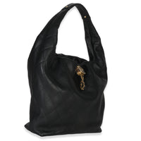 Chanel 26C Black Quilted Calfskin Large Hobo Handbag pv