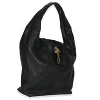 Chanel 26C Black Quilted Calfskin Large Hobo Handbag pv