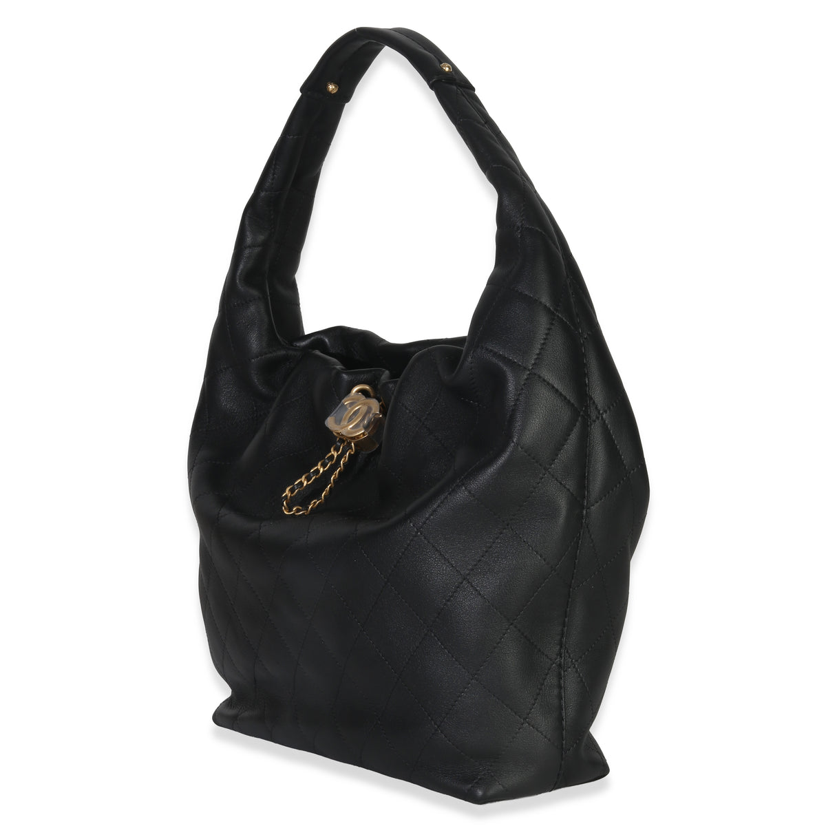Chanel 26C Black Quilted Calfskin Large Hobo Handbag sv