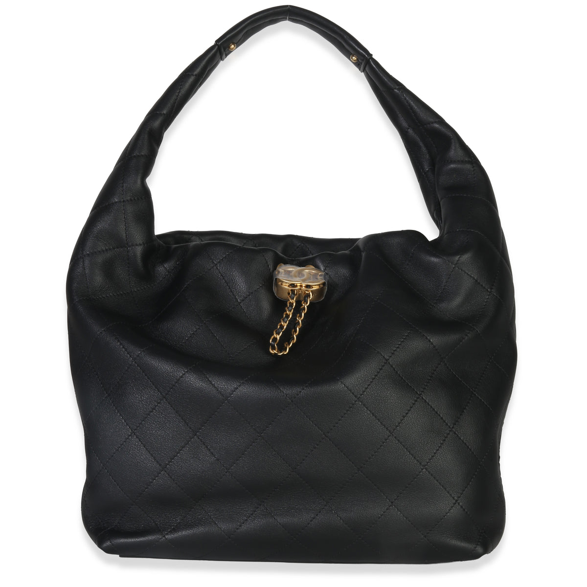 Chanel 26C Black Quilted Calfskin Large Hobo Handbag fv