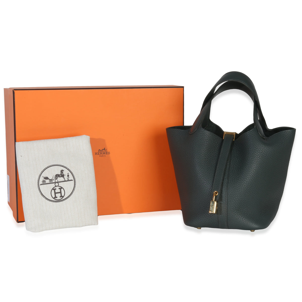 Hermès Vert Fonce Clemence Picotin Lock 18 GHW Handbag av