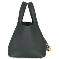 Hermès Vert Fonce Clemence Picotin Lock 18 PM GHW Handbag bv