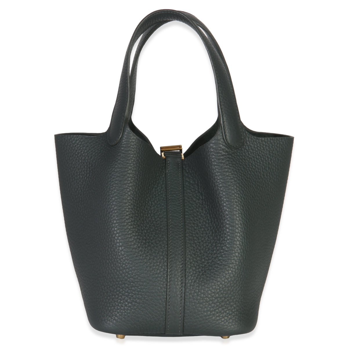 Hermès Vert Fonce Clemence Picotin Lock 18 PM GHW Handbag pv