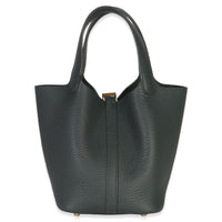 Hermès Vert Fonce Clemence Picotin Lock 18 PM GHW Handbag pv