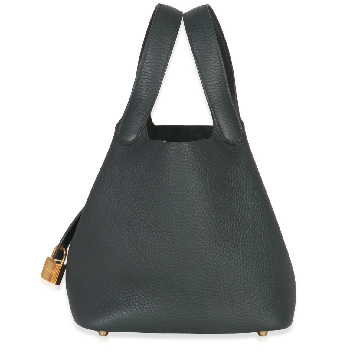 Hermès Vert Fonce Clemence Picotin Lock 18 PM GHW Handbag sv