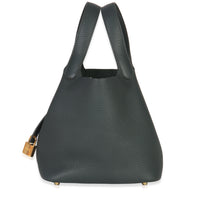 Hermès Vert Fonce Clemence Picotin Lock 18 PM GHW Handbag sv