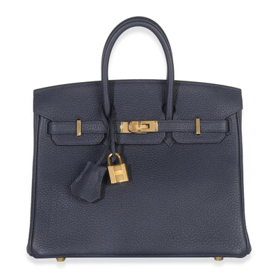 Hermès Bleu Nuit Togo Birkin 25 GHW Handbag fv