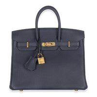 Hermès Bleu Nuit Togo Birkin 25 GHW Handbag fv