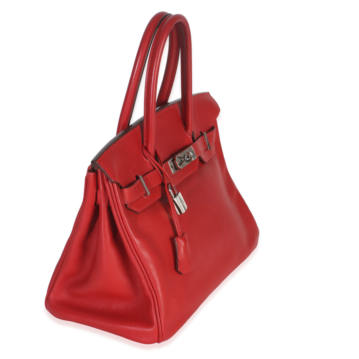 Hermès Rouge Casaque Swift Birkin 30 PHW Handbag pv
