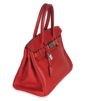 Hermès Rouge Casaque Swift Birkin 30 PHW Handbag pv