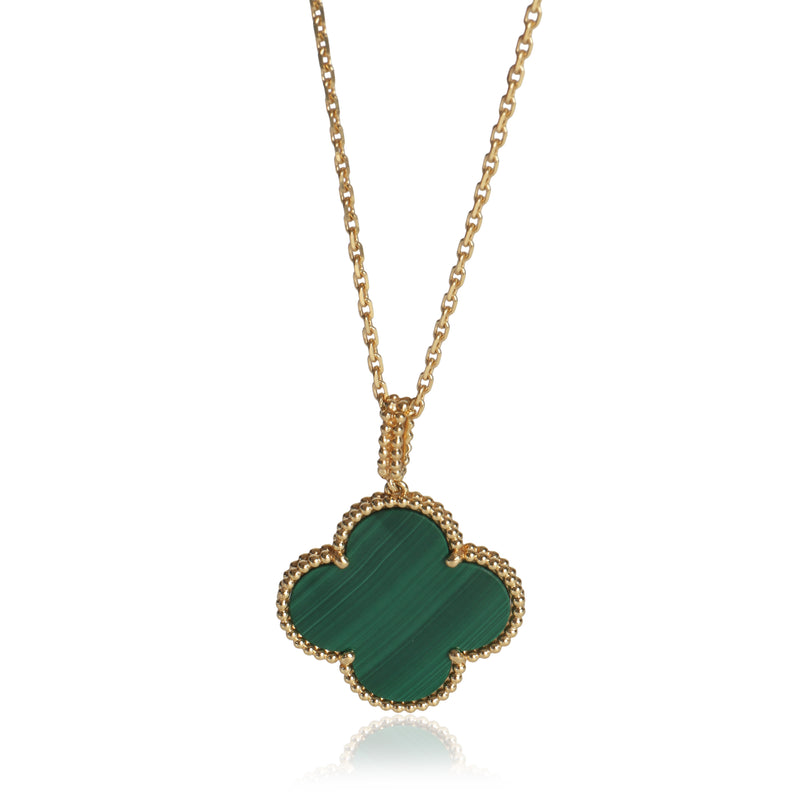 Van Cleef & Arpels Yellow Gold Malachite Magic Alhambra Necklace fv