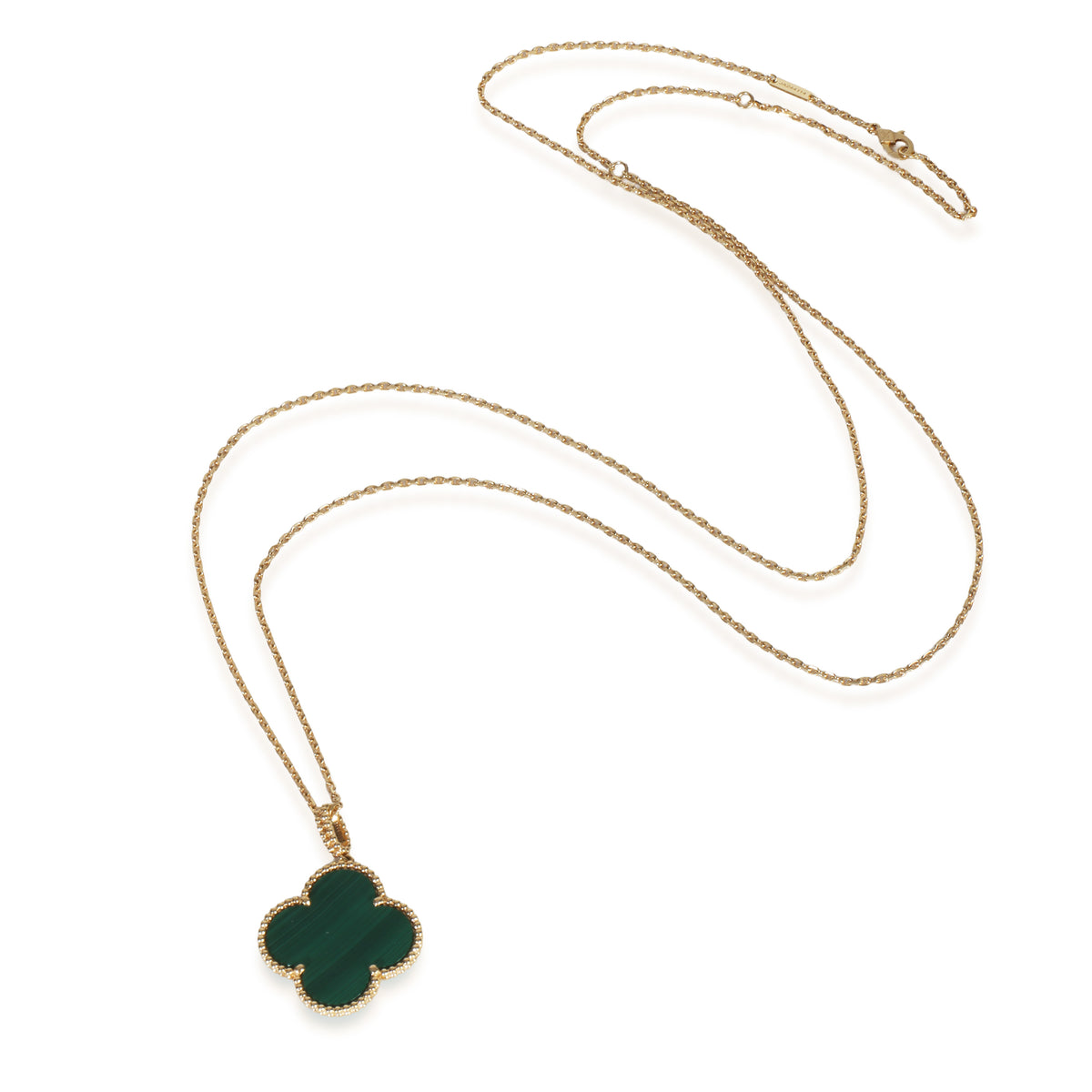 Van Cleef & Arpels Yellow Gold Malachite Magic Alhambra Necklace pv