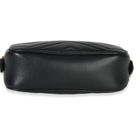 Gucci Black Calfskin Matelasse Mini GG Marmont Chain Shoulder Bag Handbag stamp