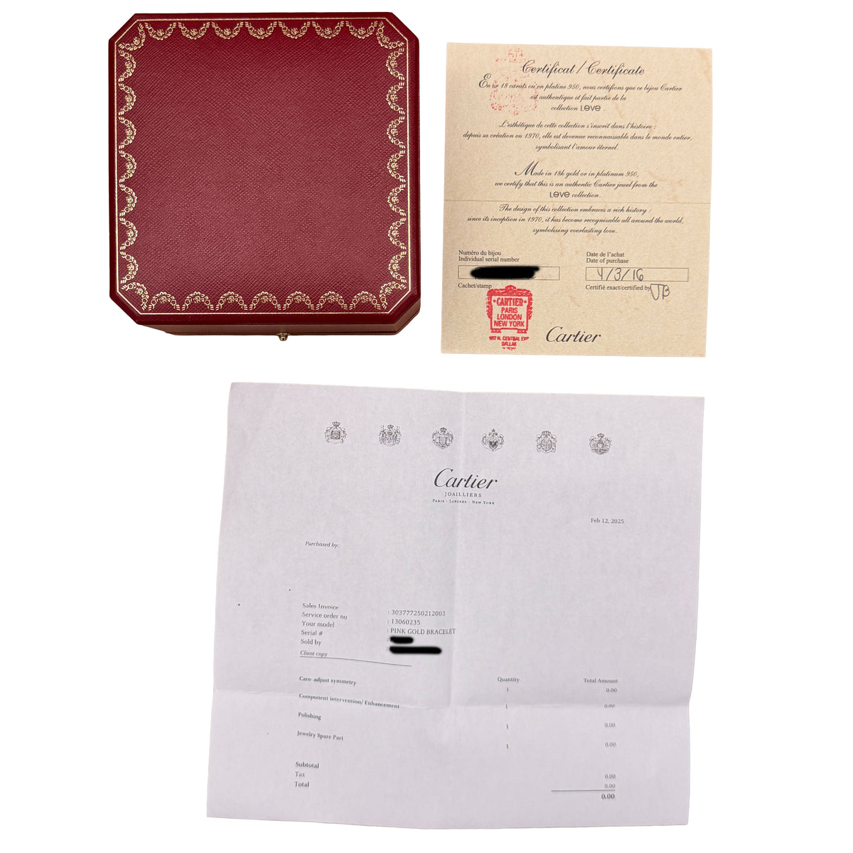 Cartier Rose Gold  Love Bracelet box